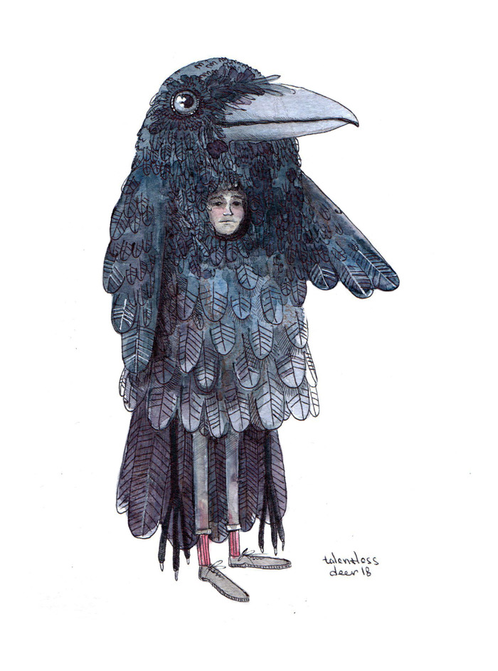 Scarecrow - My, Crow, Scarecrow, Watercolor, Illustrations, Feathers, Art, Sketch, Sketchbook