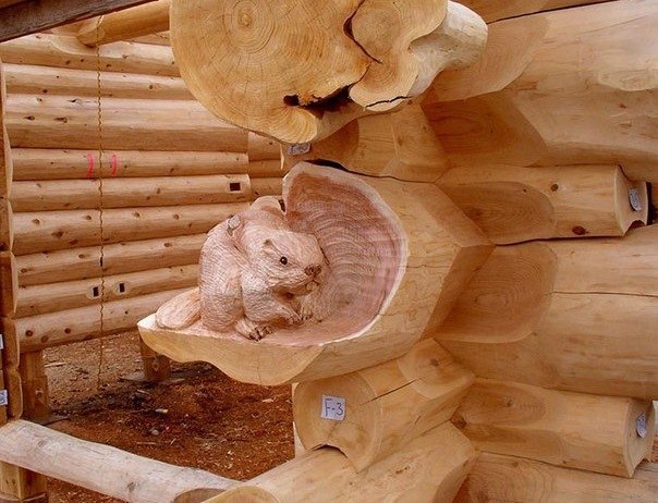 The house already has a caretaker - Wood carving, Log house, Beavers