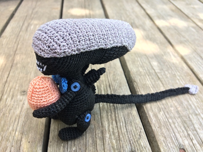 Stranger - My, Longpost, Crochet, Knitted toys, Amigurumi, Stranger, Knitting, Xenomorph, Needlework without process