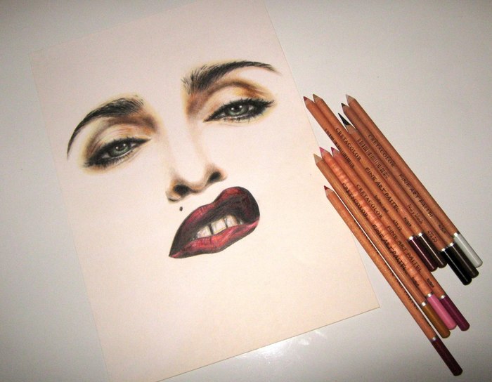 Madonna pencil drawing (artist Valery Myasnikova) - League of Artists, Pencil drawing, Portrait, Artist, Celebrities