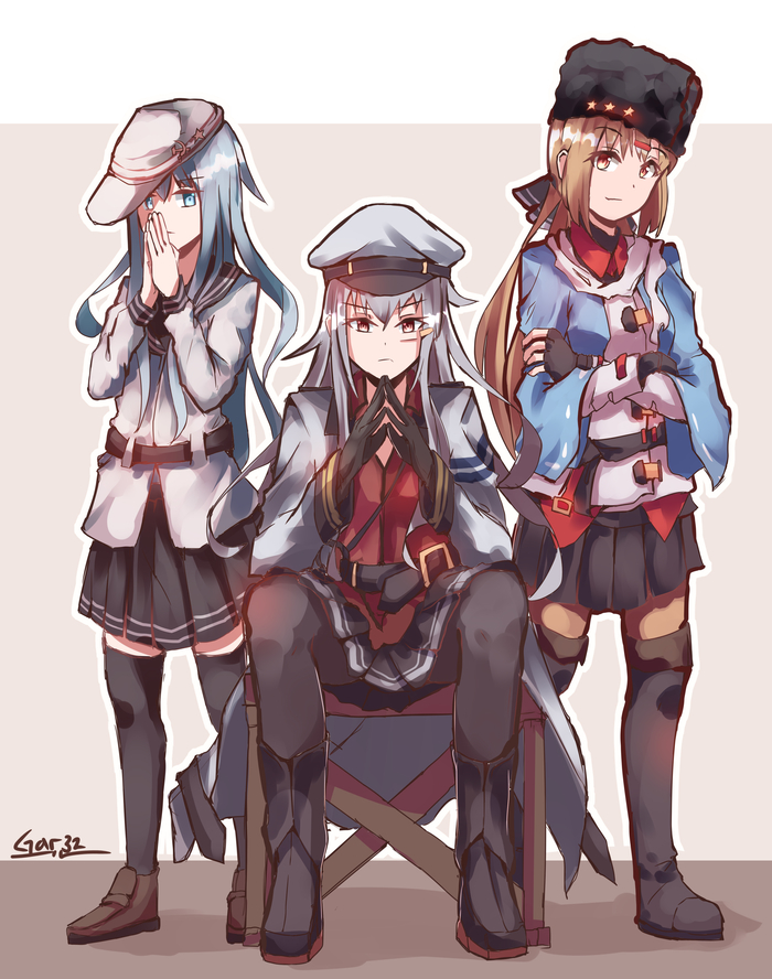 The team for the revival of socialism is ready. - Kantai collection, Anime, Anime art, Verniy, Gangut, Tashkent