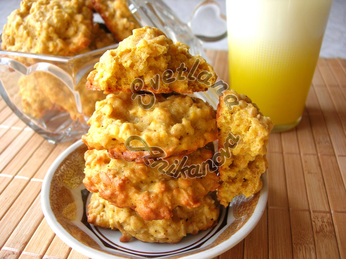 Oatmeal Pumpkin Cookies - My, Recipe, Food, Cooking, Video, Cookies, Oatmeal cookies, Preparation, Longpost
