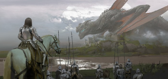 Dragon - Art, Drawing, The Dragon, Knight, Ruan Jia, Knights