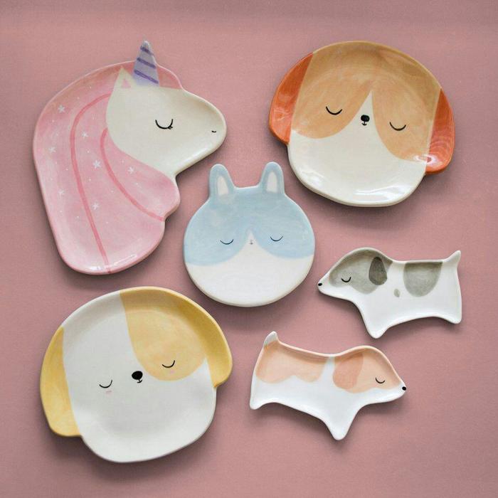 Tableware for animal lovers - Tableware, Plate, Kitchen, , Decor, Dog, Fox, Unicorn, Longpost