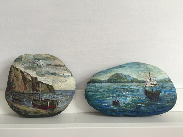 Картины на камнях.Ручная работа