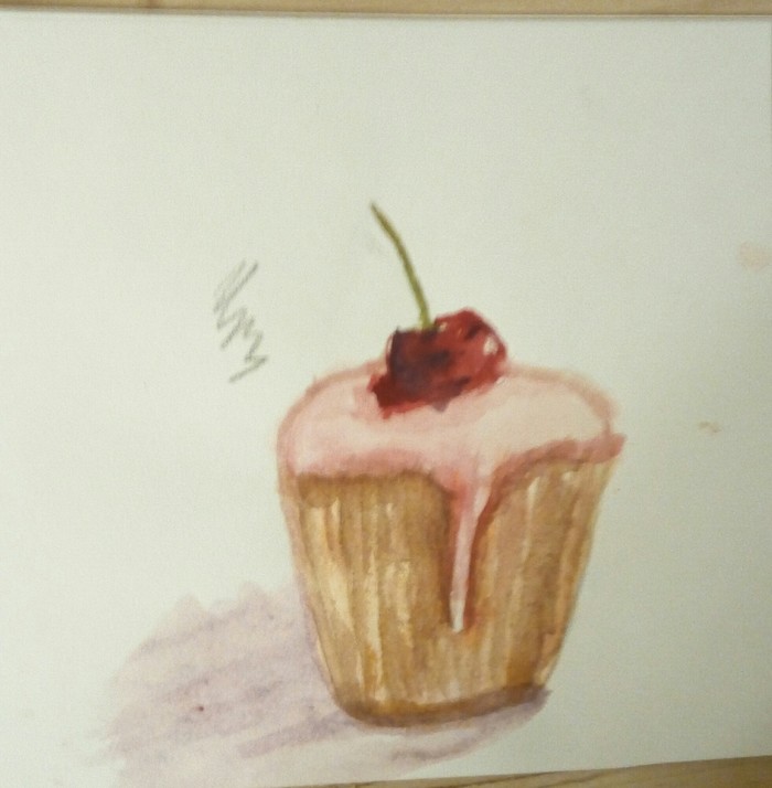 watercolor cupcake - Watercolor, Cake