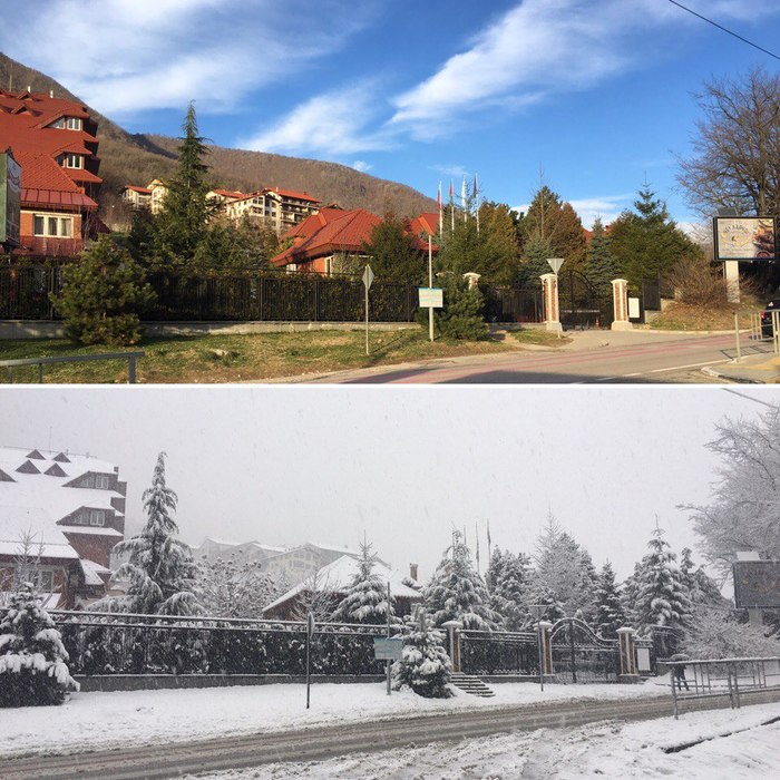 Difference between photos 1 day - My, Sochi, Krasnaya Polyana, Summer, Winter