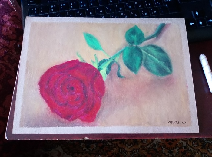 the Rose - the Rose, Drawing, My, Oil pastel