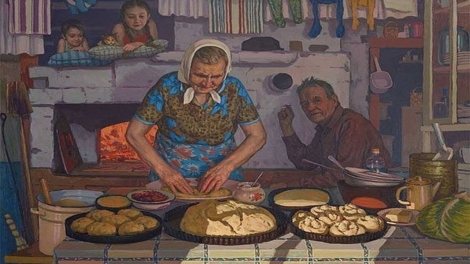 Рассказ бабушкин праздник. Пирожки у бабушки в деревне. Бабушка с пирожками. Старушка у печи.