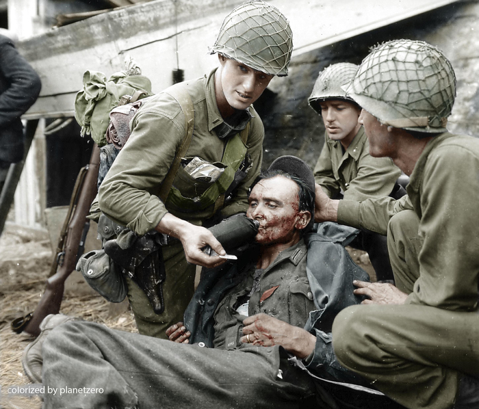 History in color. - My, The Second World War, The soldiers, The americans, France, 1944, 