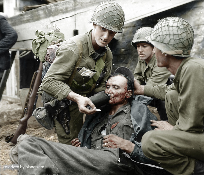 History in color. - My, The Second World War, The soldiers, The americans, France, 1944, Colorized by planetzero