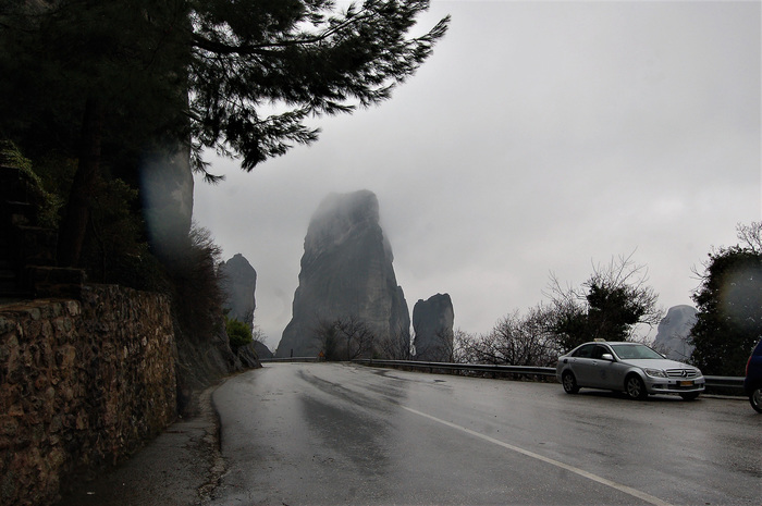 Bad weather in Meteora - The photo, Longpost, The rocks, Fog, Greece, , My, Meteora Monastery