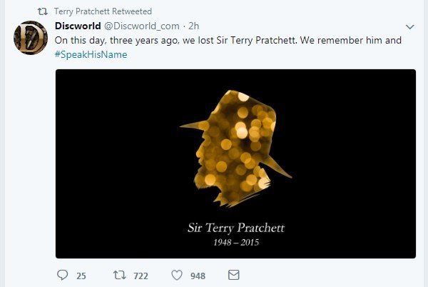 Sir Terry Pratchett. - Terry Pratchett, Books, Great people, Sadness, Prominent figures