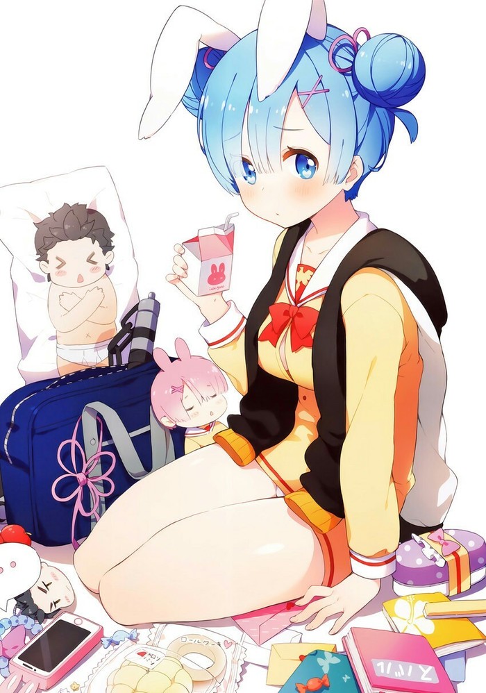 Rem art - Anime Art, Аниме, Re:Zero Kara, Rem, Ram, Natsuki Subaru, Ушастые, Rem (Re:Zero Kara), Ram (Re:Zero Kara)