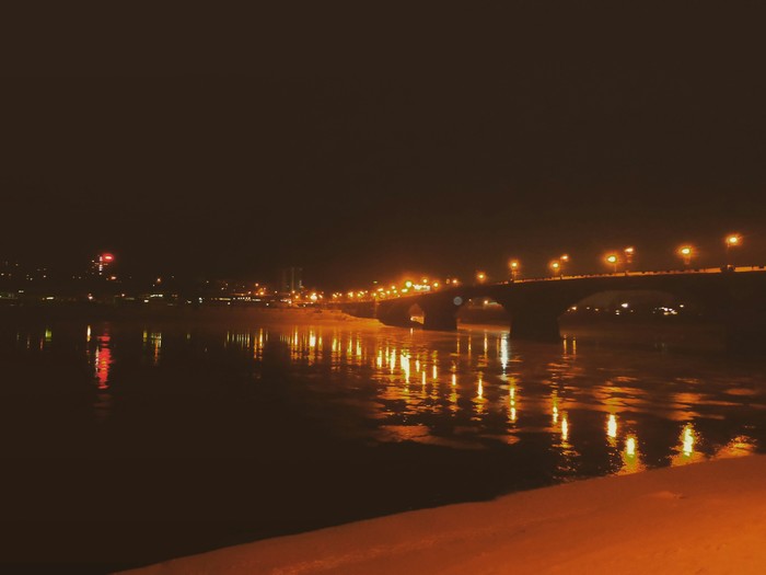 Glazkovsky bridge, Irkutsk - My, Irkutsk, Bridge, Embankment, Night, Photo on sneaker