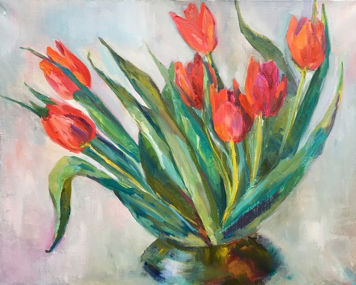 tulips - My, Tulips, Flowers, Bouquet, My, Luboff00, , Drawing