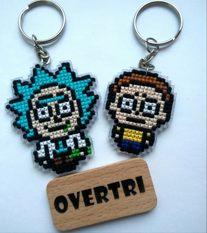 DIY Rick and Morty keyrings - My, Rick and Morty, With your own hands, Keychain, Embroidery, Needlework, Needlework with process, Longpost