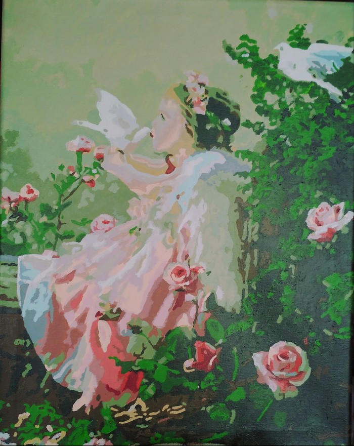 Little angel - the Rose, My, Paintings by numbers, Acrylic, Angel