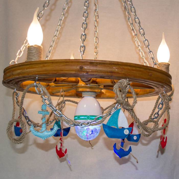 marine chandelier - My, Needlework without process, Needlework, With your own hands, Handmade, Needlemen, Decor, Children, Longpost
