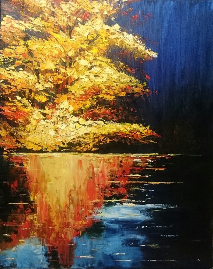 Autumn gold - , Oil painting, Artist, Painting, beauty of nature, Landscape, My, Painting