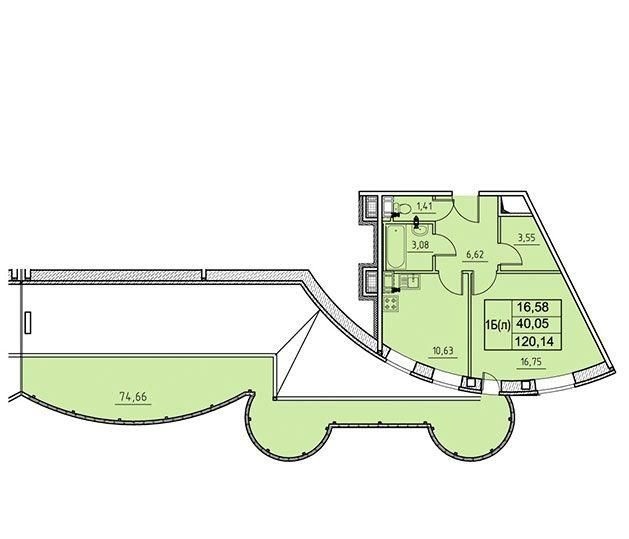 Odnushka 120m)) - Apartment, New building, Layout, Balcony