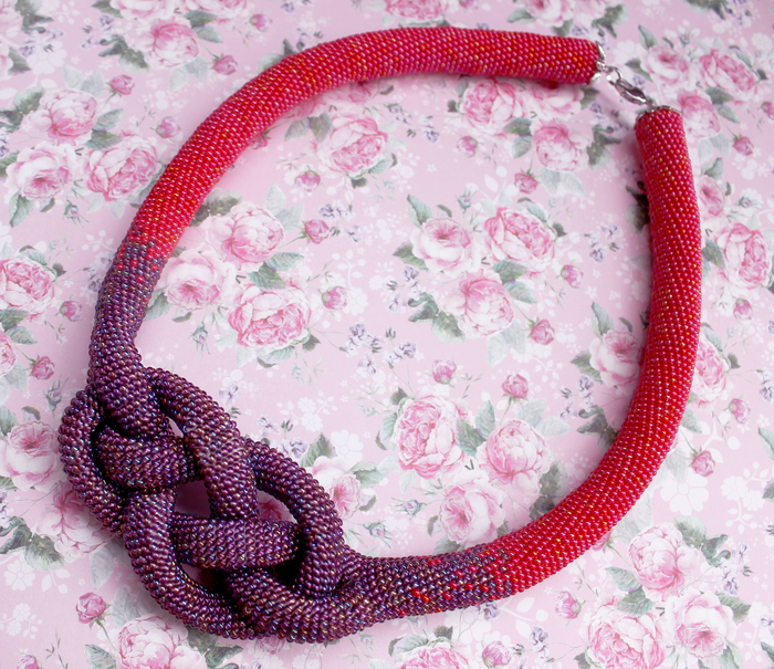 Beaded cord with josephine knot - My, Beads, Harness, Needlework, 