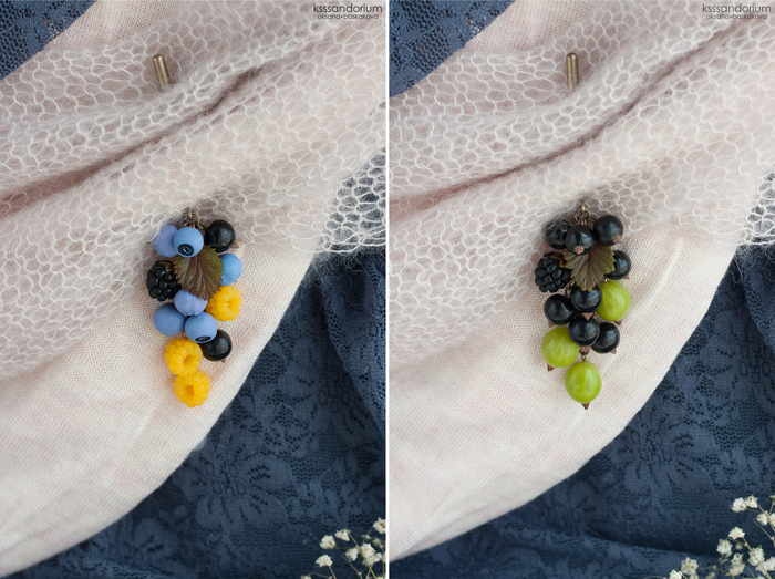 Berry brooches; - My, Polymer clay, Ksssandorium, Berries, Handmade, Raspberries, Blackberry, Cloudberry, Longpost
