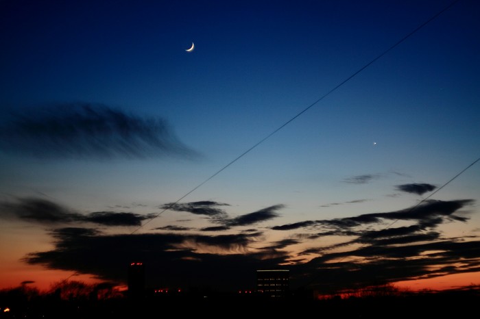 Wonderful evening... - My, Month, Sunset, Venus