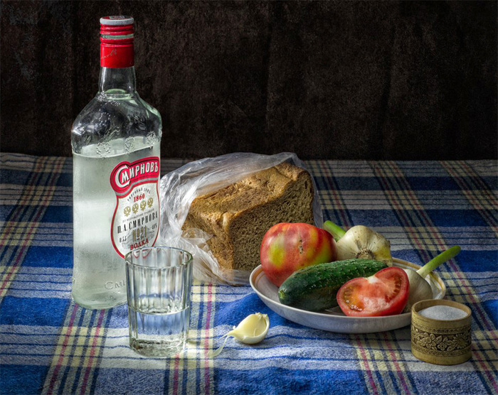 Nikolay Lyapin. - Still life, Vodka, Food, Longpost, A selection, Dinner, Alcohol