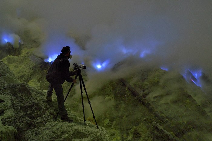 Blue blood of volcanoes - The photo, Volcano, Lava, Person, Photographer, Longpost