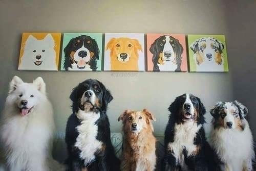 They tried their best to pose! - Dog, Animals, Pets, Posing, Painting, The photo, Reddit