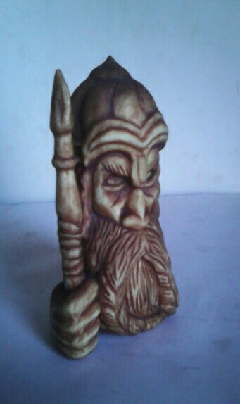 Slavic god PERUN, carved from aspen, height 9cm. - My, Slavic mythology, Wood carving, Slavic gods, Thread, Perun, Idol, Bags, Longpost