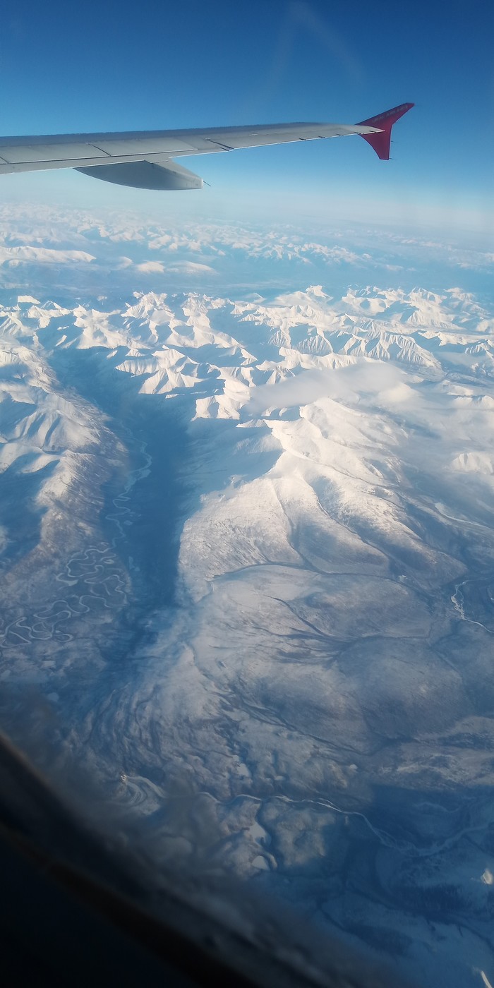 Flying over Siberia - My, Siberia, Flight, The mountains, dawn, Longpost