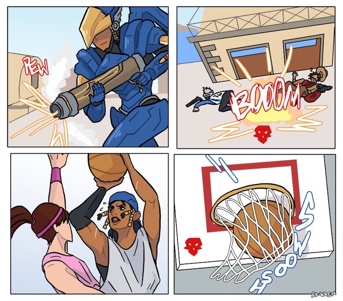 straight on target - Overwatch, Comics, Pharah, Symmetra, Soldier 76, McCree