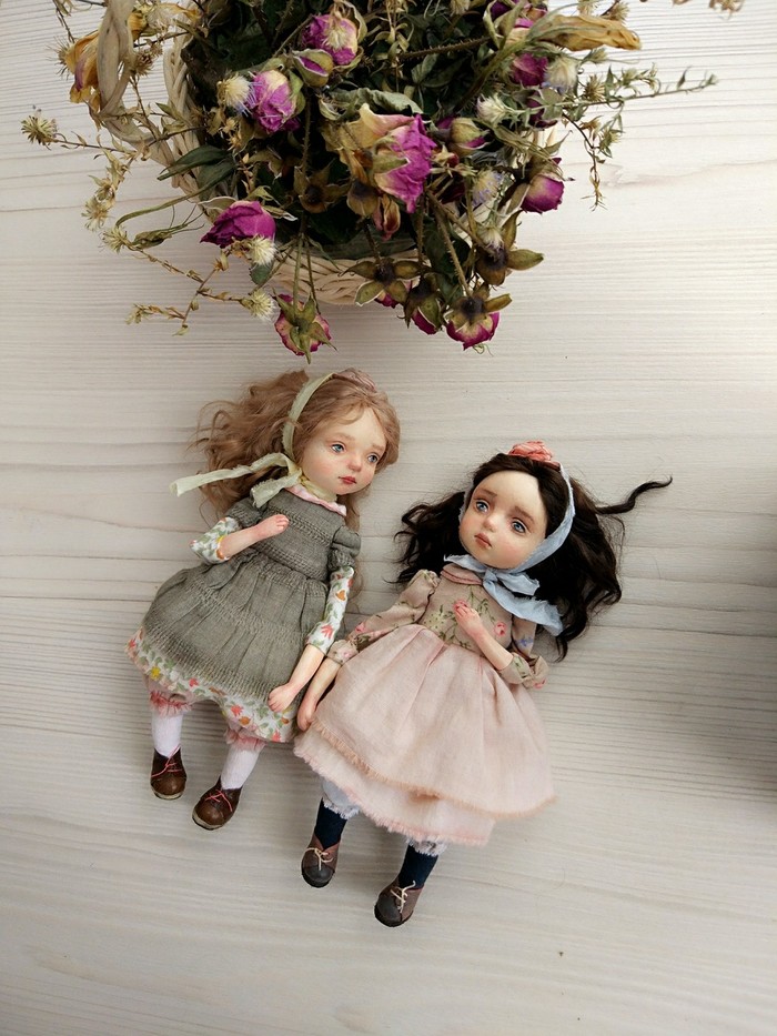 Handmade dolls, textiles + ladoll. Size 15cm. - Interior doll, Needlework without process, Handmade, Doll, Longpost