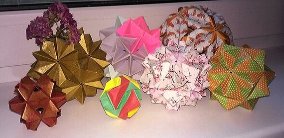 My little kusudamas. (one of the first) - , Modular origami, Kusudama, My, Longpost