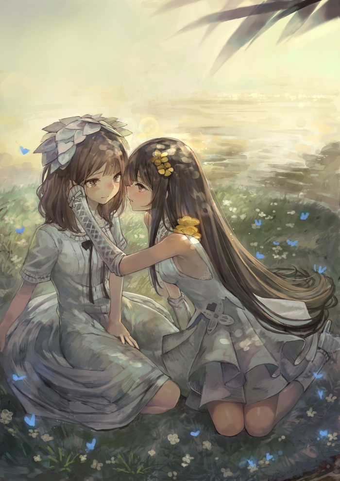 innocent girls - Longpost, Pixiv, Yuri, Anime original, Art, Anime art