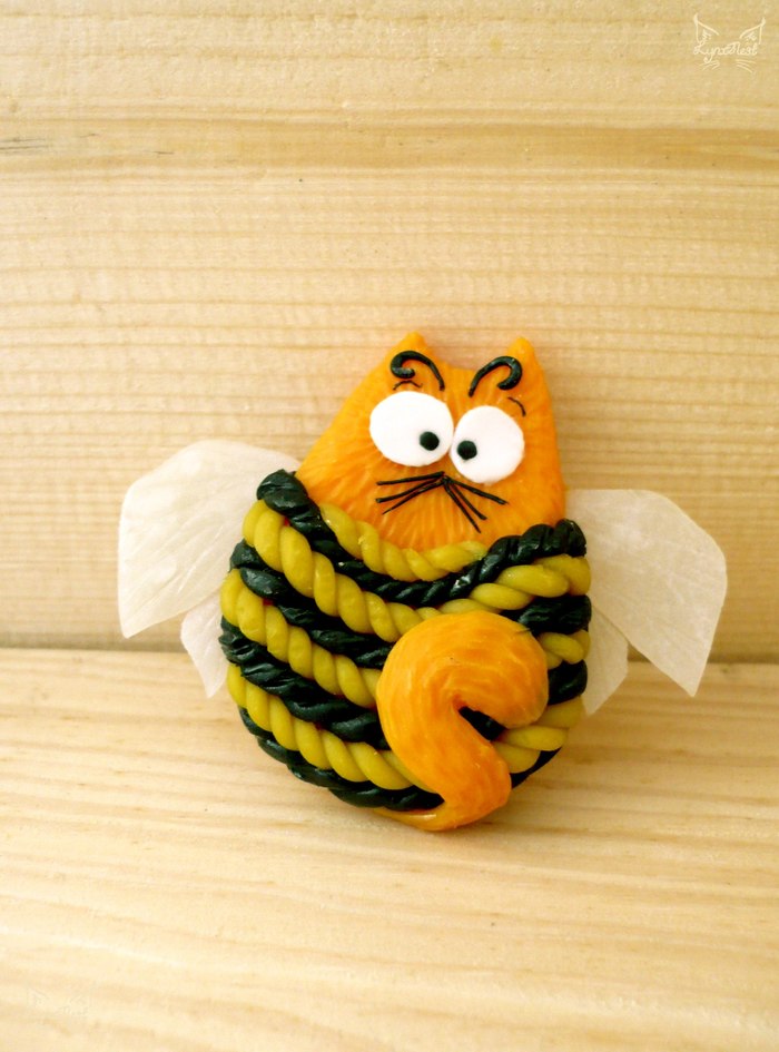 Kotikov post - My, Needlework without process, , cat, Polymer clay, Brooch, Longpost