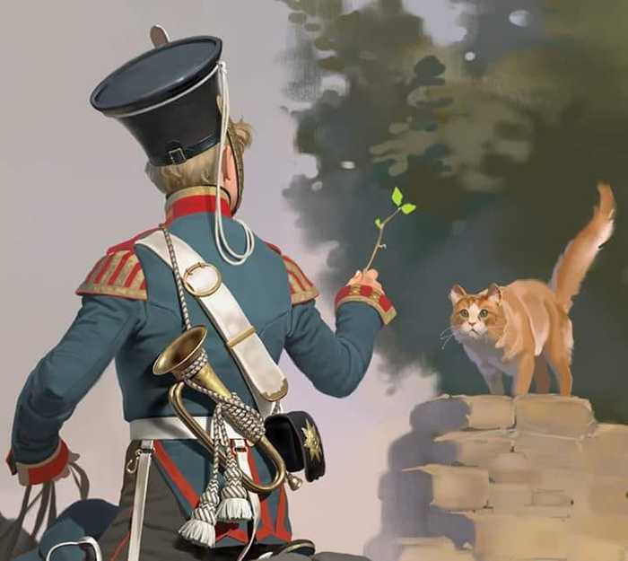 Looks like it's spring already... - Drawing, Hussars, cat, Picture without text