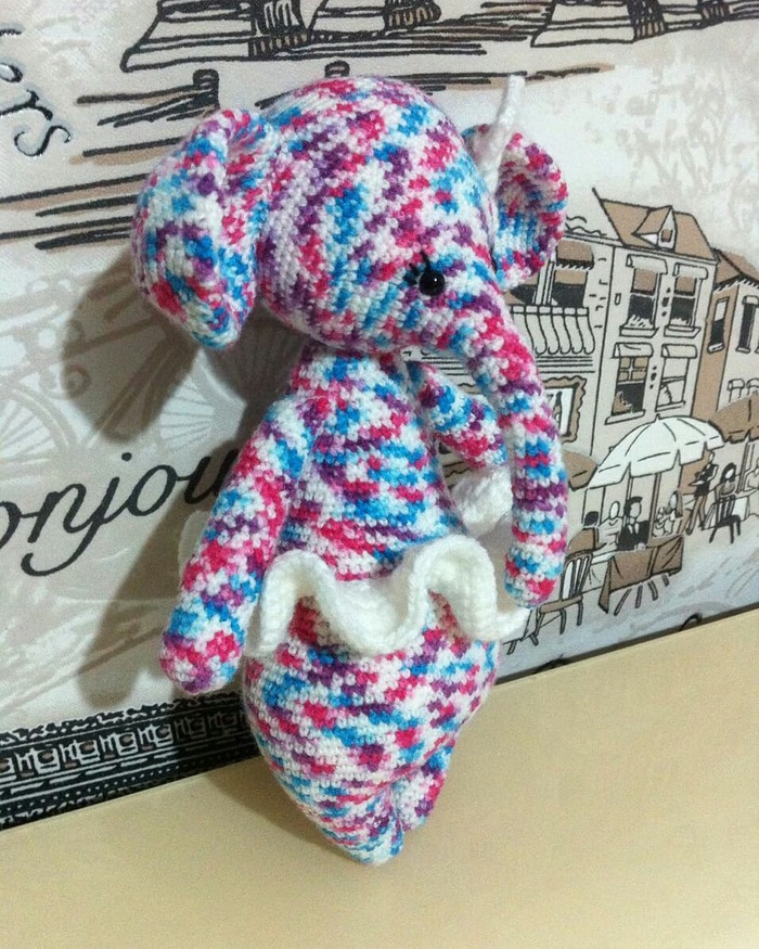 The elephant is sick with rubella or something else... - My, Amigurumi, Crochet, Handmade, With your own hands, Handmade, Baby elephant, Longpost