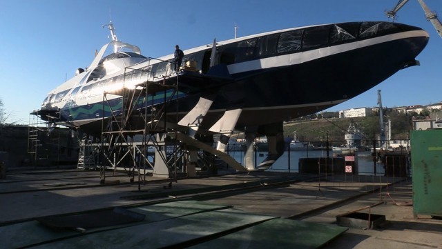 The first Comet for high-speed transportation between Sevastopol and Yalta was launched. - Comet, Boat, , Sea, Shipbuilding, Trial