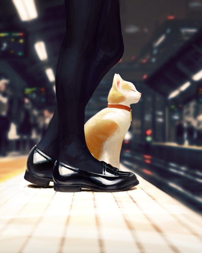 Platform cat - Digital drawing, Drawing, Art, Legs, cat, Guweiz