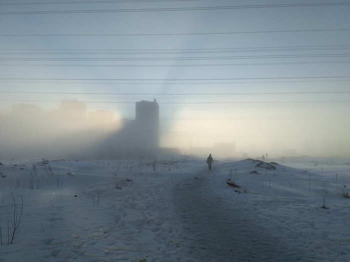 Morning. On the way to work. Murino. - My, Morning, The sun, Snow, Murino, Leningrad region, The photo