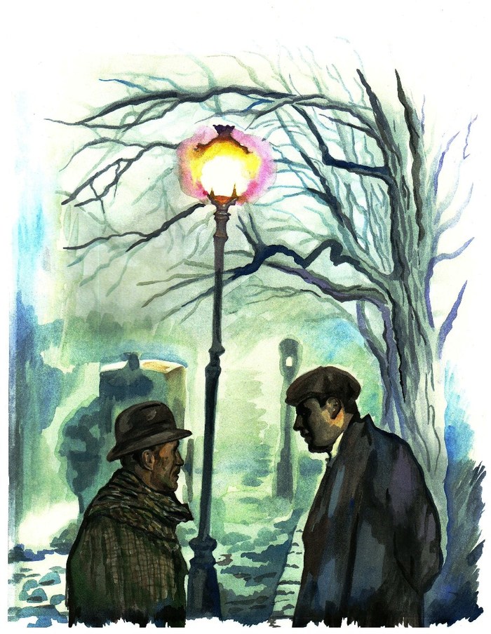 Sherlock Holmes by A. Kavun - My, Kavun, Sherlock Holmes, Watson, Fan art, Art, John Watson