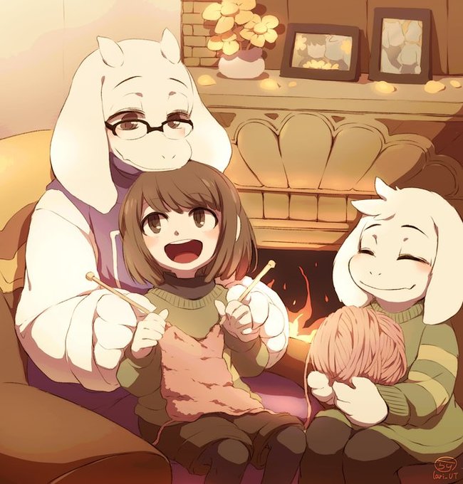 Уроки вязания - Undertale, Chara, Asriel, Toriel, Игры, Арт