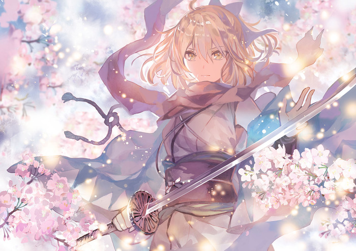 Anime Art - Аниме, Anime Art, Fate, Fate Grand Order, Sakura Saber, Okita Souji