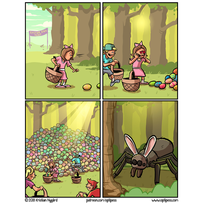 Endless Easter eggs. Is there a catch here? - Optipess, Easter, Eggs, Spider, Trick, Comics