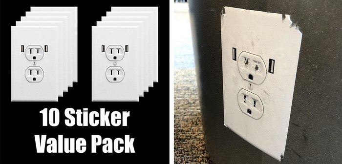 April Fool's Prank at the Airport - April 1, Power socket, The photo, Drawing, Sticker, The airport