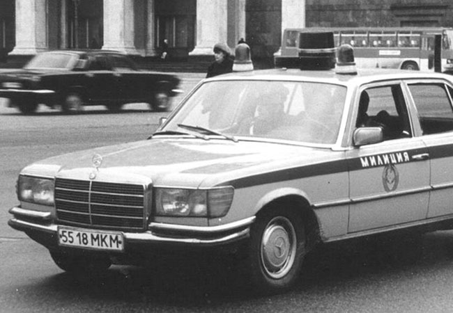 Mercedes 450 SEL W116 police of the USSR - Nostalgia, Mercedes, Back to USSR, Black and white, Militia, Foreign cars