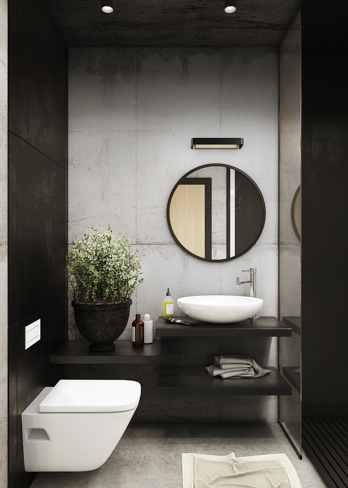 Modern small bathroom 3ds Max, Corona Render, Photoshop